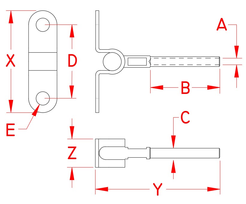 Stainless Steel Hand Swage Wall Mount, S0723-H003, S0723-H005, Line Drawing Stainless Steel Hand Swage Wall Mount, S0723-H003, S0723-H005, Line Drawing